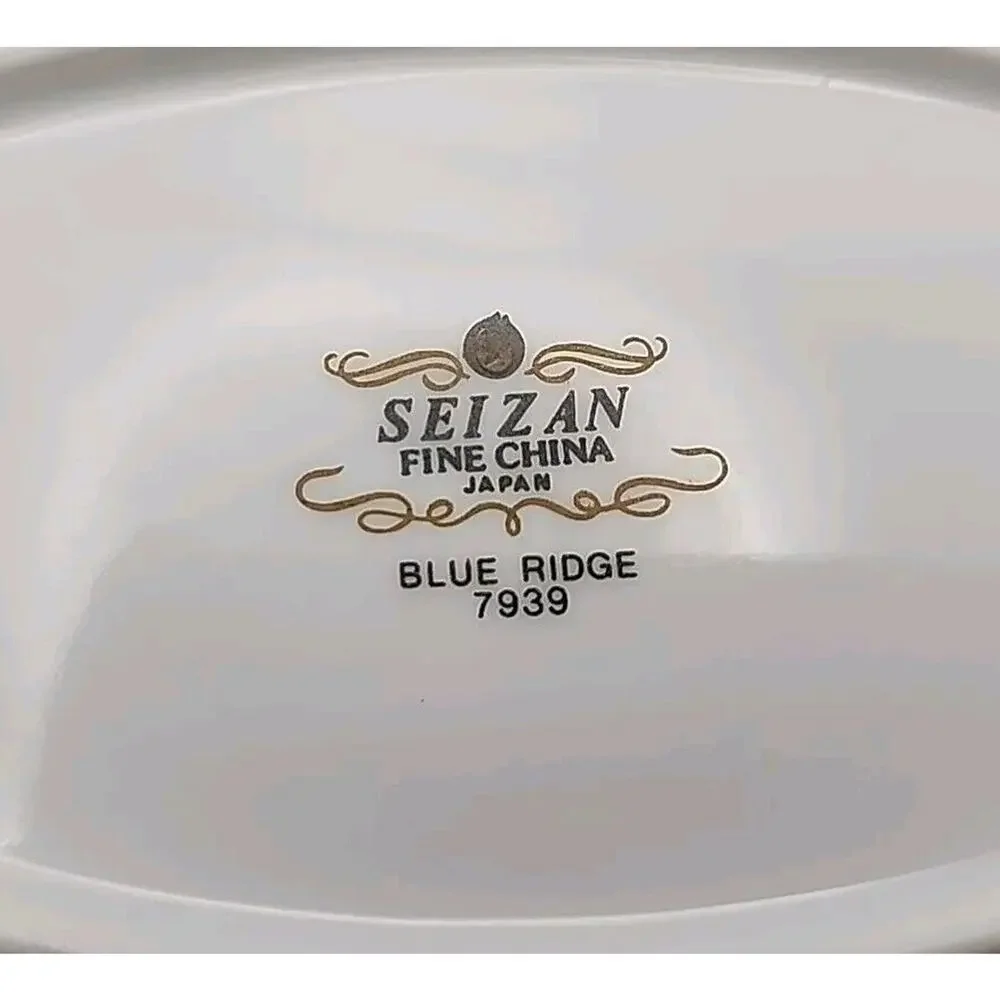 Vtg Seizan Blue Ridge Oval Gravy Boat/Sauce Bowl with Underplate, 9